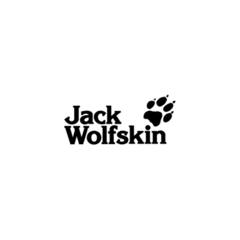 Logo von Jack Wolfskin mit einem Pfotenabdruck und Schriftzug.