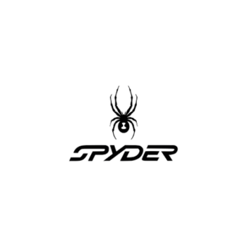 Schwarzes Logo mit Schriftzug "SPYDER" und einer Spinne darüber.