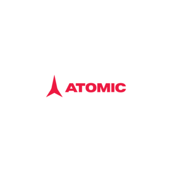 Logo von Atomic in roter Schrift, unterstrichen von einem stilisierten Bergsymbol.