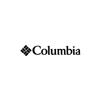 Schwarzes Logo von Columbia mit stilisierter Schrift und Diamant-Design.